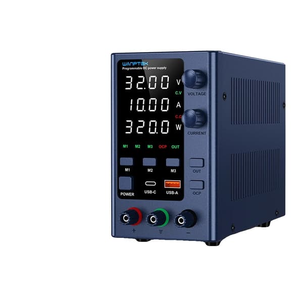 Justerbar DC-strømforsyning, 0~32V udgangsspænding, 0~10A strøm,220V, Blå EPS3210