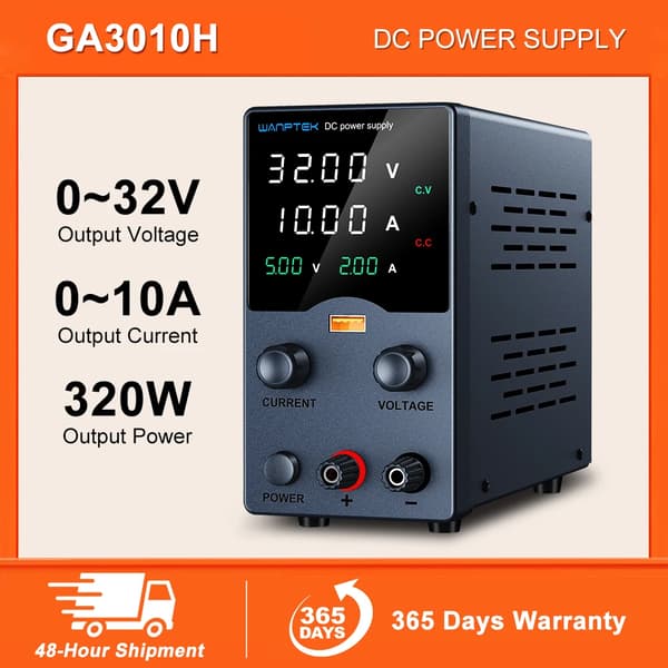 Justerbar DC-strömförsörjning, 0~32V utspänning, 0~10A ström,220V, Svart GA3010H