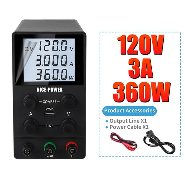 LCD Justerbar DC Strømforsyning, 30V 5A, 60V 5A, 120V 3A,LCD 120V3A SPS1203D