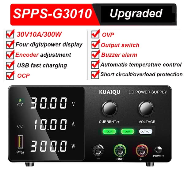 Laboratorie Strømforsyning, Justerbar Spænding 30V, USB Hurtig Opladning,SPPS-G3010 30V10A