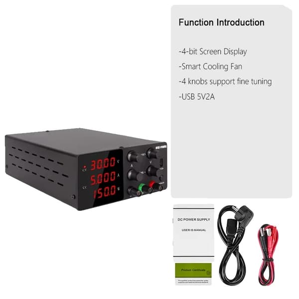 DC-virransyöttö, 30V lähtö, 10A virta,(30V5A)mustat-a