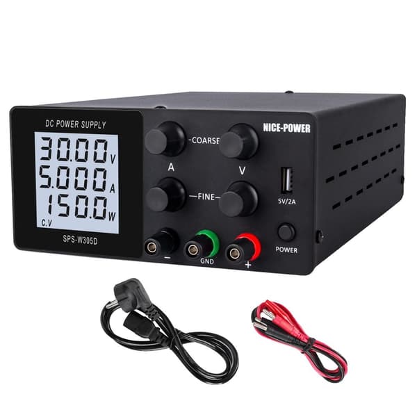 LCD Justerbar DC Strømforsyning, 30V 10A Udgivelse, Dobbelt Display for Spænding og Strøm,SPS-W305D 30V5A
