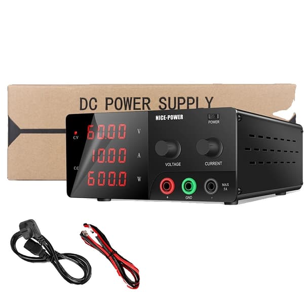 DC Strømforsyning, Justerbar Spænding, Høj-Præcisions Måler,220V, 60V 10A 600W-sort