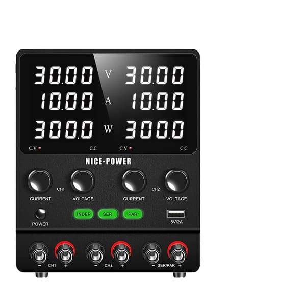 Dual Channel DC Strømforsyning, Udgiftsformer: Uafhængig, Serie, Parallel,AC 220V, SPS3010-2KD 30V10A