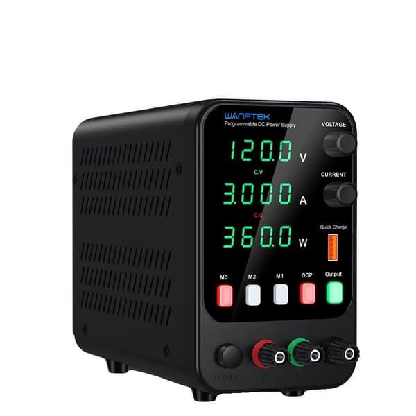 Programmerbar DC-strømforsyning, justerbar spænding 30V til 120V, LED-display for spænding og strøm,220V EU stik, 120V 3A