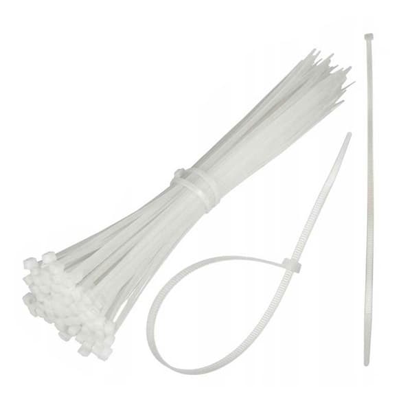 Vita plastkabelband 100 mm långa, 2,5 mm breda (100 st.)