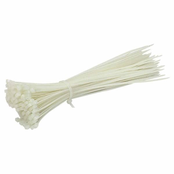 Vita plastkabelband 100 mm långa, 2,5 mm breda (100 st.)