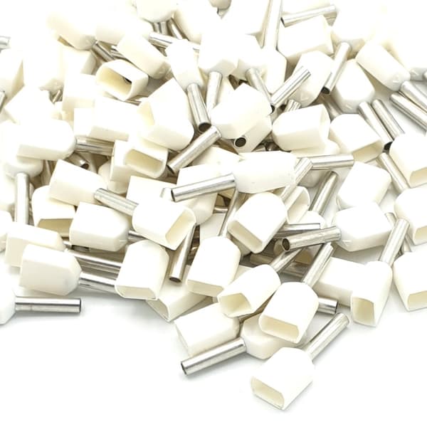 100 stk. 0,5 mm hvid dobbelt bootlace crimp-terminaler isoleret ledningsterminal