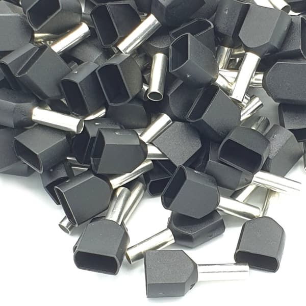 100 stk. 1,5 mm sort dobbelt bootlace crimp-terminaler isoleret ledningsterminal