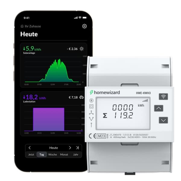 Wifi kWh-trefasmätare MID - MID-godkänd - Inblick i dina solpaneler, värmepump, elbil med mera - kWh-mätarbox - HomeWizard