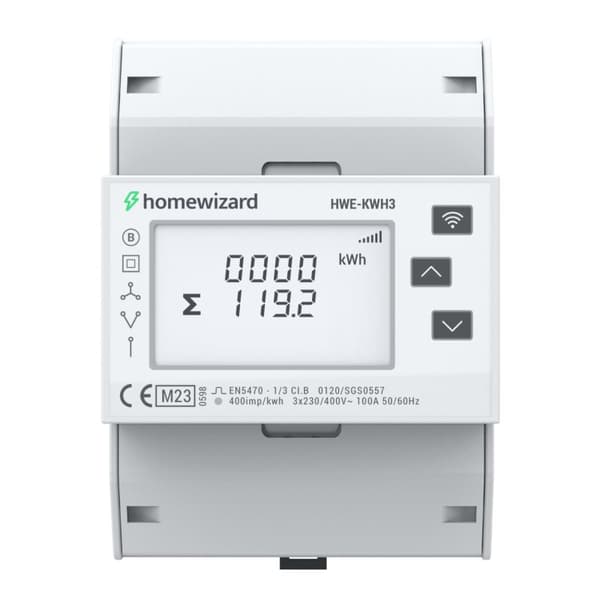 Wifi kWh-trefasmätare MID - MID-godkänd - Inblick i dina solpaneler, värmepump, elbil med mera - kWh-mätarbox - HomeWizard