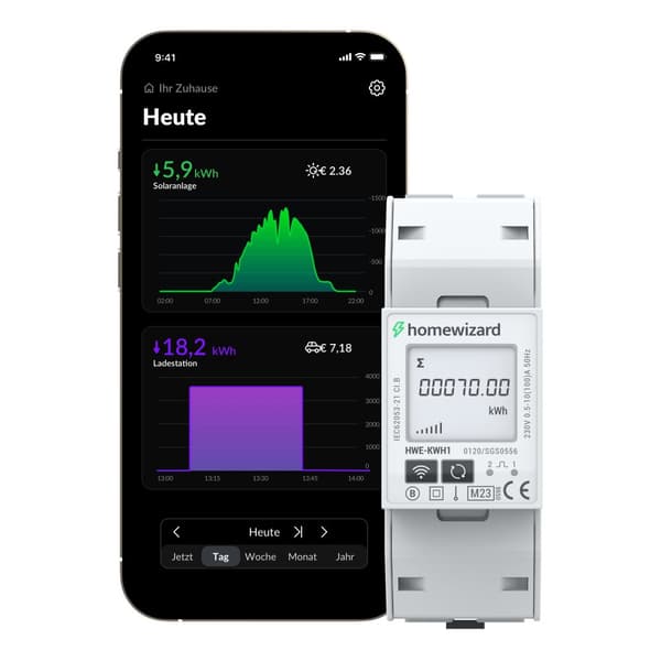 Wifi kWh-enfasmätare MID - MID-godkänd - Inblick i dina solpaneler, värmepump, elbil med mera - kWh-mätarbox - HomeWizard