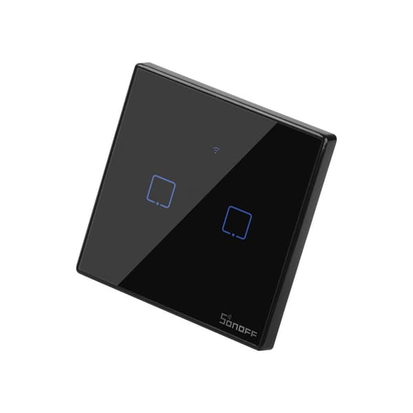 Sonoff Sort Dual Touch WiFi Lysafbryder + Fjernbetjening T3EU2C-TX