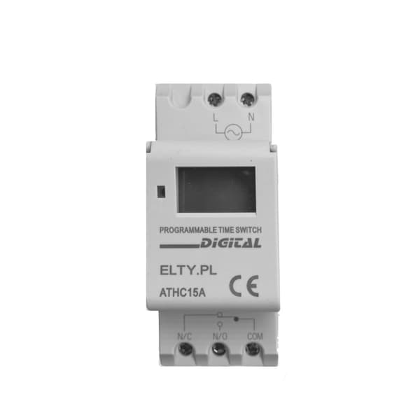 Ugentlig digital programmeringsenhed til DIN-skinne 230V THC15A