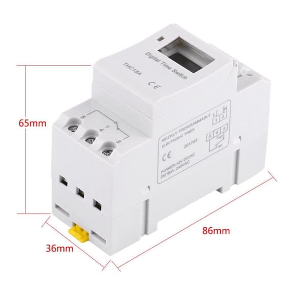 Ugentlig digital programmeringsenhed til DIN-skinne 230V THC15A
