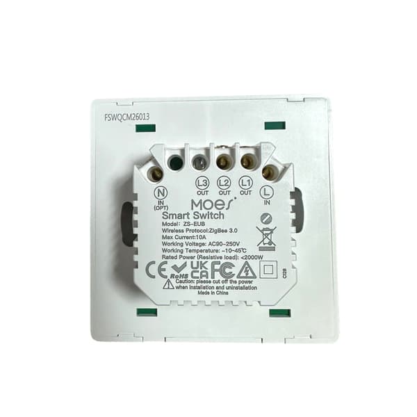 Lysafbryder 2-kreds Zigbee Tuya uden N Moes