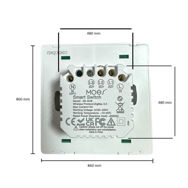 Lysafbryder 2-kreds Zigbee Tuya uden N Moes