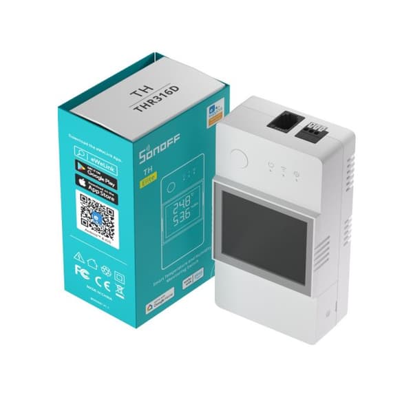 Wifi-termostaatti LCD-näytöllä ja vedenpitävällä anturilla Sonoff 16A