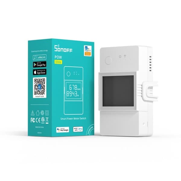 Sonoff POW R3 20D Wifi-relæ med strømmåling op til 20A og LCD-display