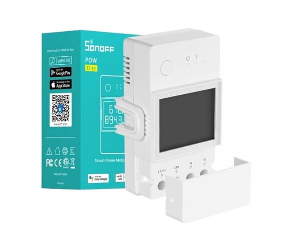 Sonoff POW R3 20D Wifi-relæ med strømmåling op til 20A og LCD-display
