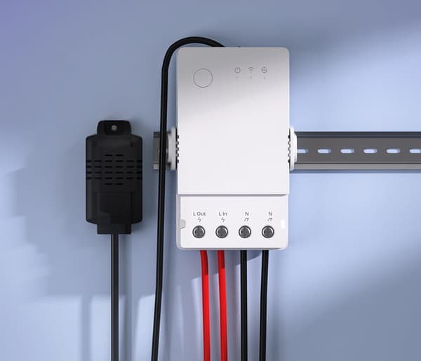 Sonoff THR316 Wifi-relæ med temperatur- og fugtighedsmåling, svarende til Sonoff TH16