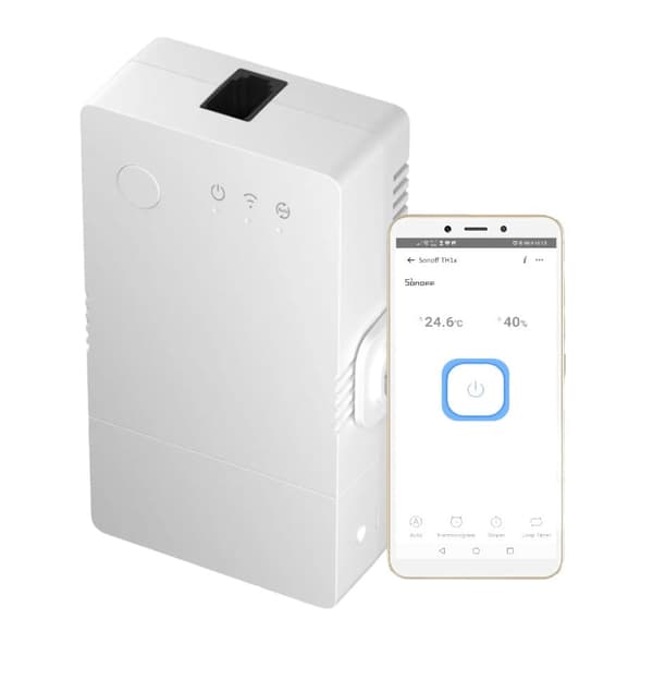 Sonoff THR316 Wifi-relæ med temperatur- og fugtighedsmåling, svarende til Sonoff TH16