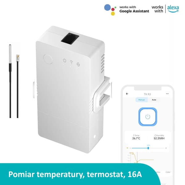 Sonoff TH Origin + DS18B20 Wifi-relæ med temperaturmålingstermostat