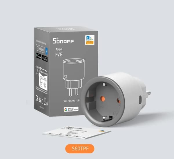 Sonoff S60 Smart Wifi Stikkontakt Wattmeter 16A 4000W Stikben