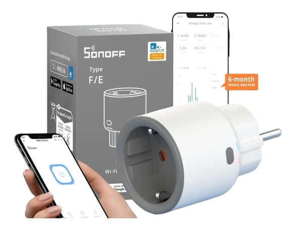 Sonoff S60 Smart Wifi Stikkontakt Wattmeter 16A 4000W Stikben