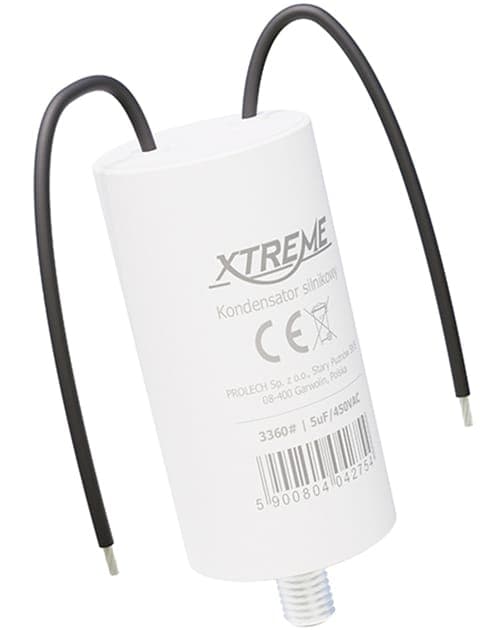 Xtreme-moottorikondensaattori (5uF, 450VAC, johdot)