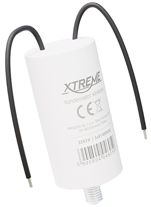 Xtreme-moottorikondensaattori (1uF, 450VAC, johdot)