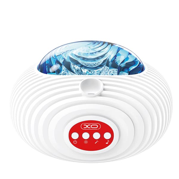 XO LED-projektorilamppu, jossa on tähtitaivas ja sisäänrakennettu Bluetooth-kaiutin