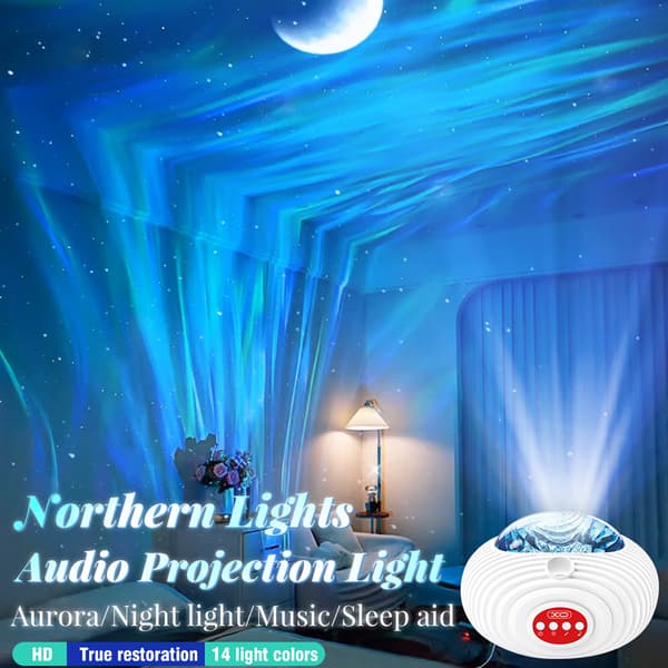 XO LED-projektorlampe med stjernehimmel og indbygget Bluetooth-højttaler