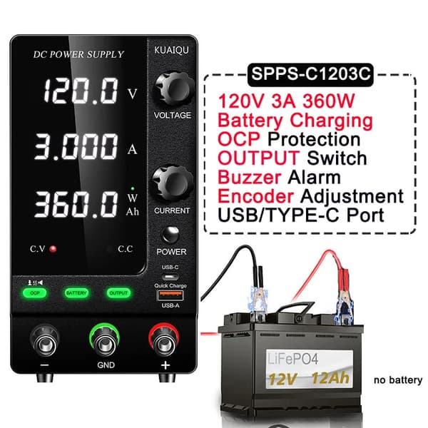 Laboratorie DC Strømforsyning, Justerbar Spænding, Strømregulator,AC 220V, 120V3A-BatteriKontakt