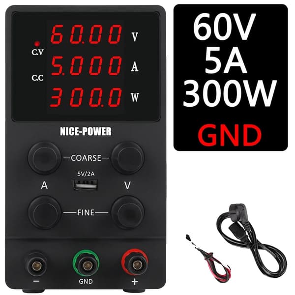 DC-strömförsörjning, 30V 10A 300W, USB-port,60V 5A 300W Svart-a, 220V