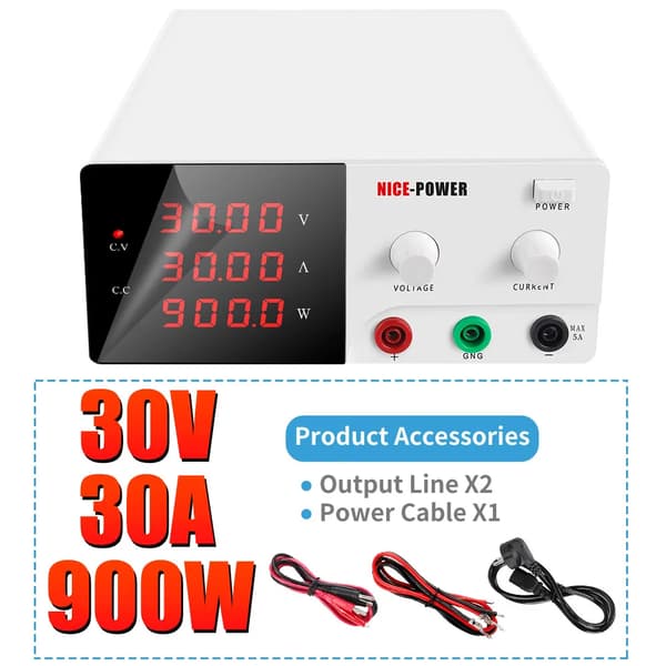 Laboratorie DC strømforsyning, Høj effektudgang, Justerbare spændingsindstillinger,AN-30V30A Hvid, 110V