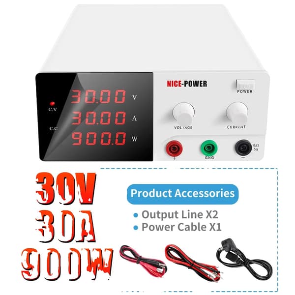 Laboratorie DC strømforsyning, Høj effektudgang, Justerbare spændingsindstillinger,AN-30V30A Hvid, 110V