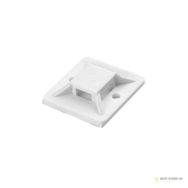 Kabelbinderholder, selvklæbende, 20x20 mm, hvid, 50 stk.