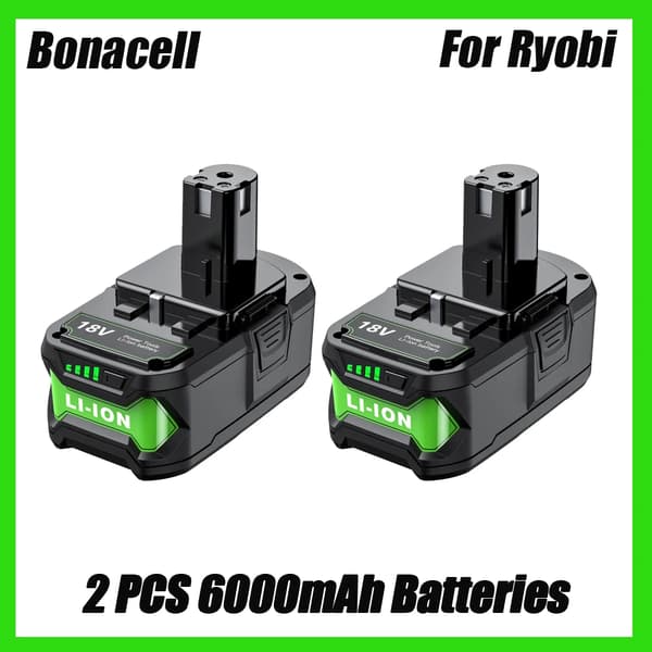Ryobi 18V litiumioniakku, 6000mAh ja 9000mAh vaihtoehdot, yhteensopiva P107, P108, P109 kanssa,2 6.0h, 18 V