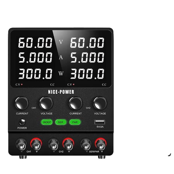 Dual Channel DC Power Supply, Utgångslägen: Oberoende, Seriekopplad, Parallell,SPS605-2KD 60V5A, AC 220V
