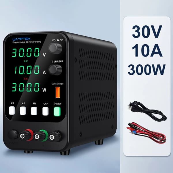 Wanptek DC-virransyöttö, säädettävä 30V - 62V lähtö, USB-nopealataus,APS3010H Musta