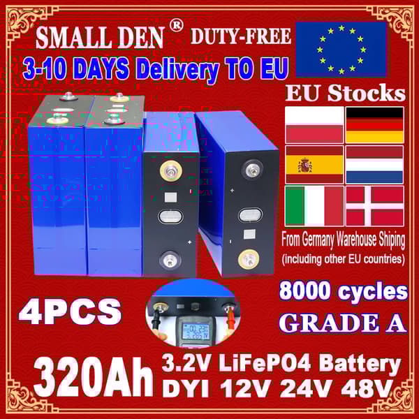 Lifepo4 Batteri 320Ah, Lang Levetid 8000 Cyklusser, Alsidige Anvendelser,4STK