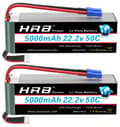 Miniatyrbild 2 av 2: HRB 5000mAh RC Lipo-batteri, 22,2V spänning, 50C urladdningshastighet,6s 5000mah EC5 2st