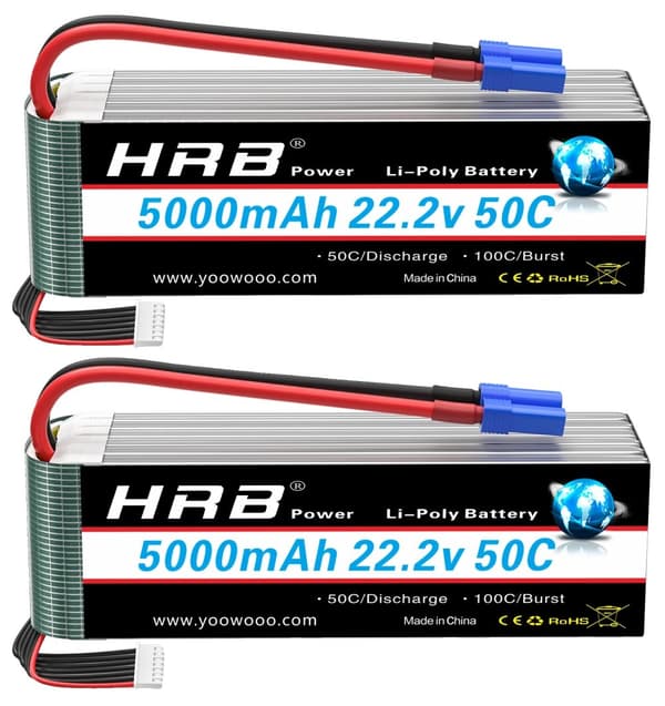 HRB 5000mAh RC Lipo-batteri, 22,2V spänning, 50C urladdningshastighet,6s 5000mah EC5 2st
