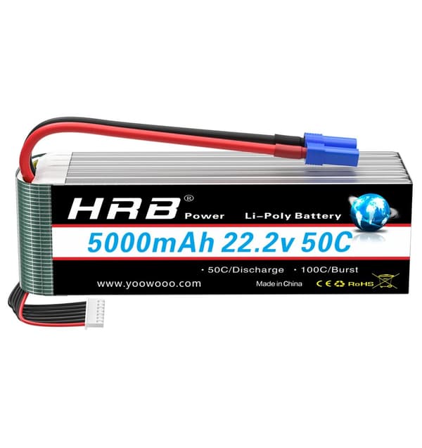 HRB 5000mAh RC Lipo-batteri, 22,2V spänning, 50C urladdningshastighet,6s 5000mah EC5 1stk