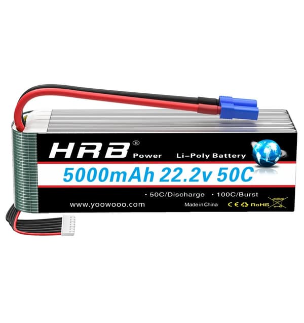 HRB 5000mAh RC Lipo-batteri, 22,2V spänning, 50C urladdningshastighet,6s 5000mah EC5 1stk