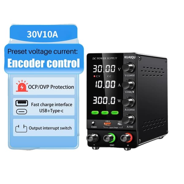 Batteriopladningsstrømforsyning, OCP- og OVP-beskyttelse, USB-hurtigopladning,OCP OVP 30V10A, 220V