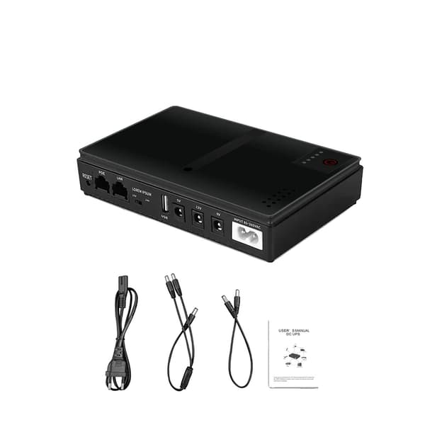 DC UPS-adapter, 18W effektudgang, 5V 2A USB-opladning,DC