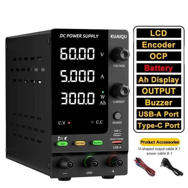 DC Strømforsyning, 120V 3A Udgange, Hurtigopladnings USB-porte,AC 220V, SPPS-C605C