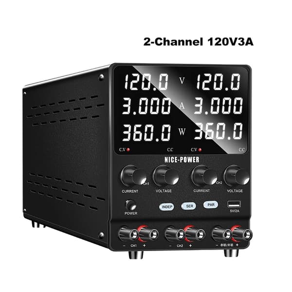Højpræcisions dual-kanal DC-strømforsyning, 30V/60V udgang, uafhængige og seriemoduser,AC 220V, SPS1203-2KD 120V3A